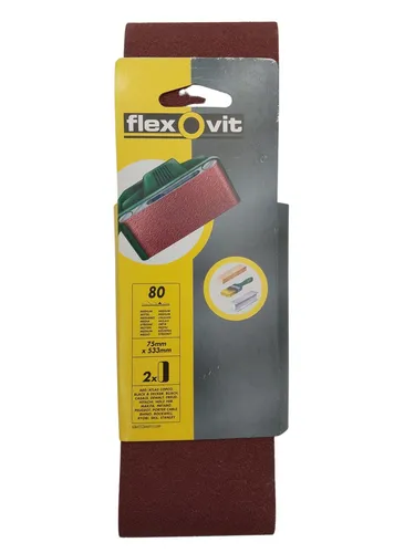 2x Flexovit Schleifbänder 75x533mm Körnung 80 Mittel Universal Schleifpapier