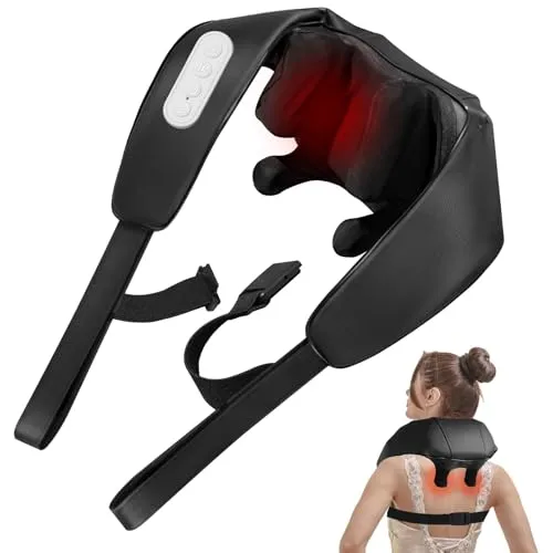 BIBIRE Nackenmassagegerät mit Wärmefunktion, Shiatsu Massagegerät 4D-Massage von tiefem Gewebe, für Schulter, Bein, Körper Muskel Schmerzlinderung, Haus, Büro und Auto verwenden