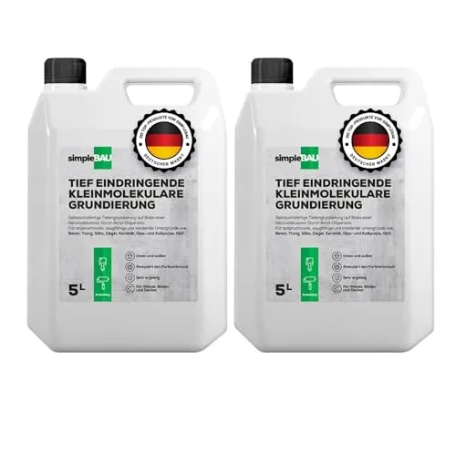 simpleBAU Tiefengrund 10 L – Tiefengrundierung für Innenräume – Gebrauchsfertig, verbessert Haftung auf Beton, Gipskarton & Ziegel, Für Wände, Böden & Decken, Ergiebig & Lösemittelfrei