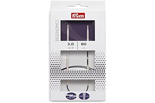 Prym 215802 Rundstricknadeln Ergonomics 80 cm 3,00 mm, Alabasterweiß