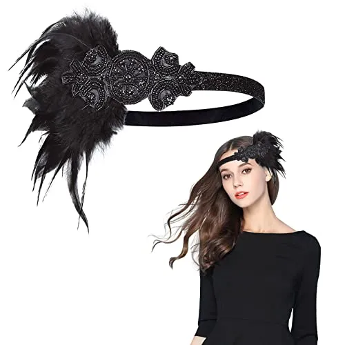MIVAIUN 1920er Jahre Flapper Feder Damen Haarband, Gatsby Kostüm Accessoires, Charleston Haarband (1 Pc)