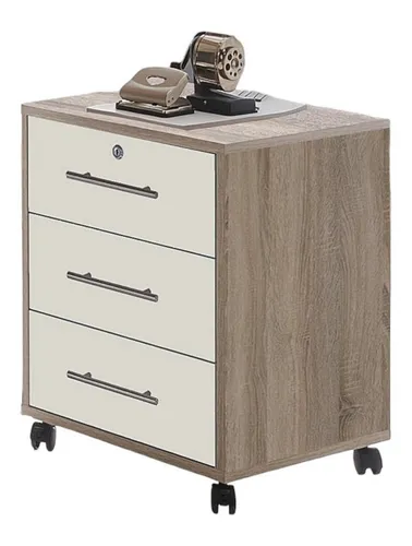 moebel-dich-auf Rollcontainer OFFICE EDITION - Rollcontainer mit abschließbarem Schubkasten, ideal für Büro und Home Office. Pflegeleicht in Eiche Sonoma und weiß matt, bietet praktischen Stauraum auf Rollen.