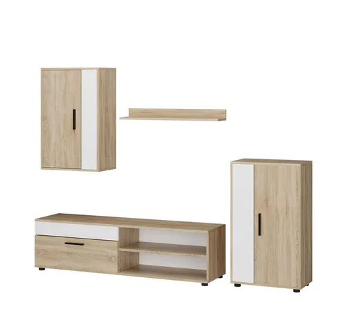 Vicco Wohnwand Berno Sonoma Weiß 4er-Set von Vicco