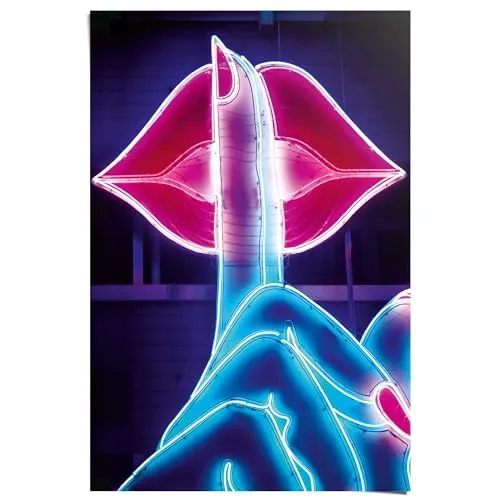 REINDERS Poster, Neon Lips, Schlafzimmer, Poster, Wanddeko, Room Decor, 150 gr. glänzend Bilderdruckpapier, Mehrfarbig, 91,5x61cm
