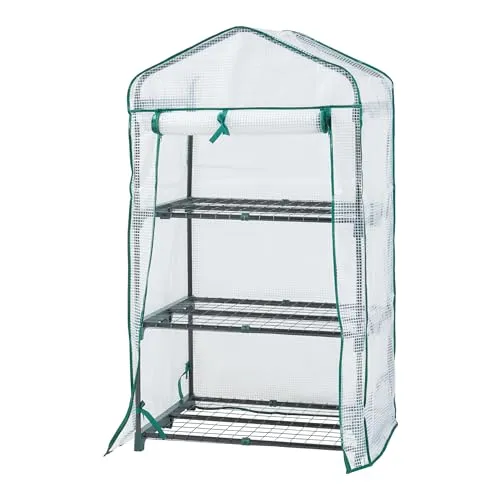 en.casa Foliengewächshaus »Chaam« mit 3 Ablagen - Gewächshaus 125x69x49cm, UV-beständig und wasserfest, ideal für Pflanzenliebhaber mit begrenztem Platz.