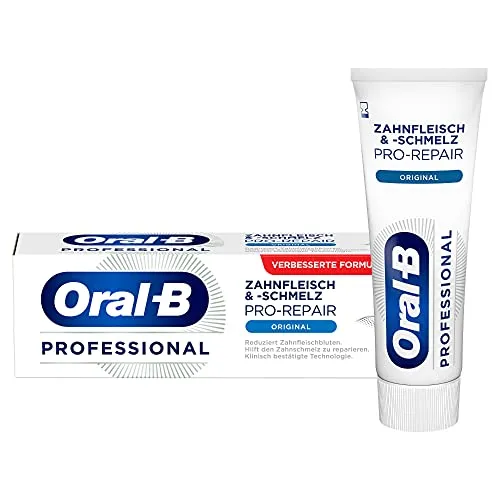 Oral-B Professional Zahnfleisch & -schmelz Pro-Repair Zahncreme 75 ml - Zahnpasta für gesundes Zahnfleisch und starken Zahnschmelz, reduziert Zahnfleischbluten und remineralisiert den Zahnschmelz für optimalen Schutz.
