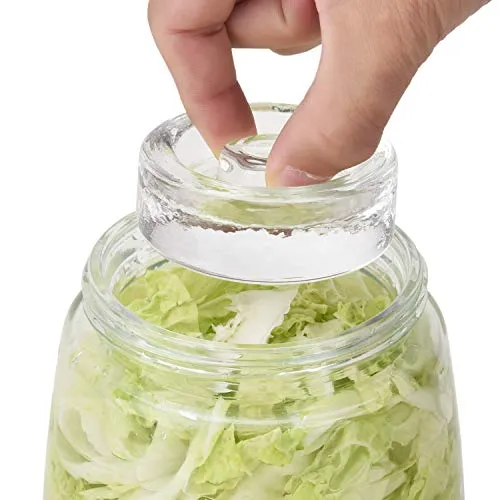 Set mit 4 Gärgewichten aus Glas mit innovativem Griff für Einmachgläser mit breiter Öffnung, perfekt für die Herstellung von Gurken, Sauerkraut und anderen Fern