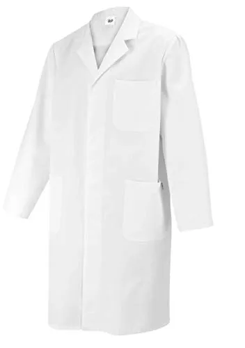 BP 1619-130-21-48l Mantel für Männer - Medizinische Berufsbekleidung mit sehr atmungsaktivem Baumwollgewebe, 3 geräumigen Taschen und lockerer Passform für optimale Bewegungsfreiheit.