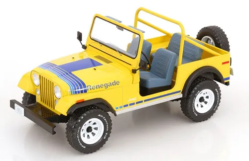 MCG Jeep CJ-7 Renegade 1980 hellgelb - Detailgetreues Standmodell im Maßstab 1:18 aus hochwertigem Die-Cast, ideal für Sammler und Fahrzeugliebhaber. Mit OVP und ca. 22 cm Länge.