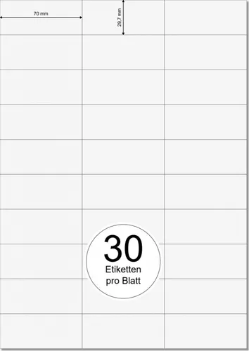 PRINTATION Papier-Etiketten (B70xH29,7mm) 100xA4 à 30 Eti. 1367714-GP