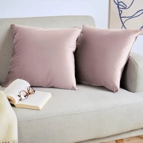 Blumtal 2er Set Kissenbezug 45x45 cm Lila - dekorativer Samt Kissenbezug mit verstecktem Reißverschluss, Kissenhülle für Zierkissen Deko-Kissen Polster Sofakissen & Couchkissen, waschbar