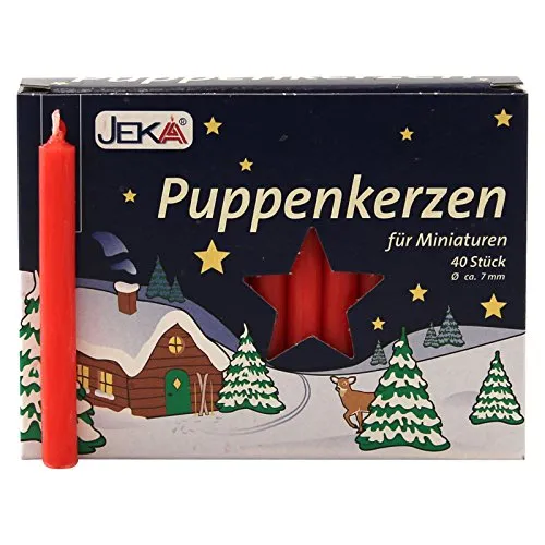 OLShop AG 2er Pack Puppenkerzen rot ca. 7 x 65 mm (2 x 40 Stück), Puppenlichter, Miniaturkerzen, Weihnachtskerzen, Kerzen