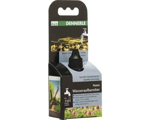 Dennerle Nano Wasserpflege Tagesdünger - Wasseraufbereiter 15ml, schützt Garnelen vor Schadstoffen und macht Leitungswasser naturnah für Aquarien