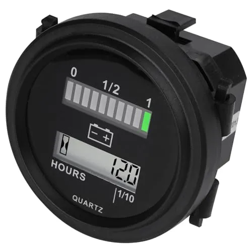 Yooreal 12V 24V 36V 48V 72V Batteriestandsmessung Stundenzähler Batterieanzeige Geeignet für Blei-Säure-Batterien (Trojaner nicht enthalten), Golfwagen, Clubwagen, Wohnmobile, Traktoren etc