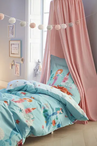 s.Oliver Kinderbettwäsche Meerjungfrau 135x200 cm - Bettwäsche-Sets aus 100% Baumwolle mit fantastischen Meerjungfrauenmotiven, weich und hautfreundlich, ideal für kleine Unterwasserfans. Praktischer Reißverschluss und maschinenwaschbar.