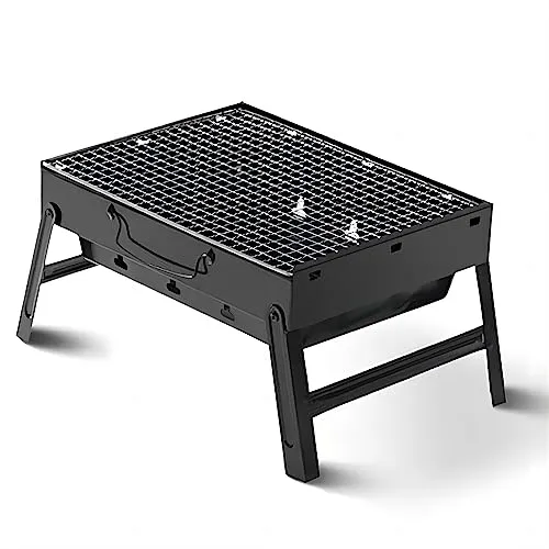 Großer, tragbarer faltbarer Grill, Holzkohle, leicht, 44 cm, Grill-Werkzeuge für Outdoor-Grillen, Kochen, Camping, Wandern, Picknicks, Heckklappe, Rucksackreisen, Party