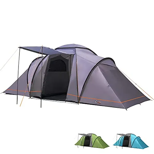 Portal BETA 6 Zelt: Wasserdichtes Kuppelzelt für 6 Personen - Familienzelt für Camping mit 2 Schlafkabinen und Veranda, 100% wasserdicht mit 4000 mm Wassersäule – ideal für unbeschwerte Nächte im Freien.