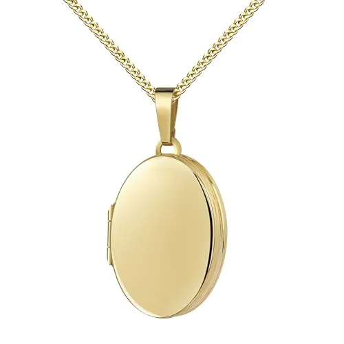 JEVELION Medaillon für 4 Bilder 333 Gold Amulett Anhänger zum Öffnen für Damen + Schmuck-Etui und wahlweise mit Kette Mit hochwertiger Schmuck-Kette 925 Silber vergoldet - Kettenlänge 70 cm.