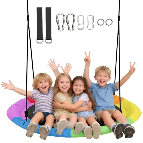 Nestschaukel Höhenverstellbar Ø 120 cm für bis zu 300 kg - Vielseitige, mehrfarbige Nestschaukel aus robustem Oxford-Gewebe für sicheren Spaß im Freien. Ideal für den Garten oder Spielplatz. Höhenverstellbar für optimalen Komfort.