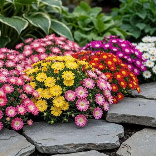 Exotenherz Bodendecker - Delosperma Mix 8er Set im 14cm Topf - Bunte Delosperma-Pflanzen im 8er Set für lebendige Gärten. Diese robusten Bodendecker blühen unermüdlich und sind ideal für sonnige Standorte sowie pflegeleichte Pflanzkonzepte. Schaffen Sie farbenfrohe Polster mit geringem Pflegeaufwand!