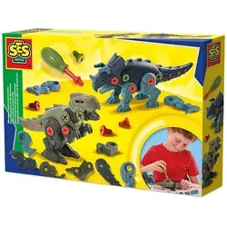 SES Creative 14291 Dino-Schraubkonstruktionen - Kreatives Bauset für Kinder ab 5 Jahren. Baue T-Rex und Triceratops mit 35 Teilen und kinderfreundlichem Schraubendreher. Fördert Feinmotorik und Problemlösungskompetenz.