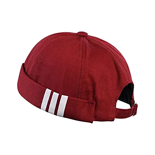 CLAPE Herren Kappe Ohne Schirm Baumwolle Dockermütze Docker Cap UV-Schutz Seemannsmütze Verstellbar Hafenmütze Retro Beanie Watch Cap Red CT12