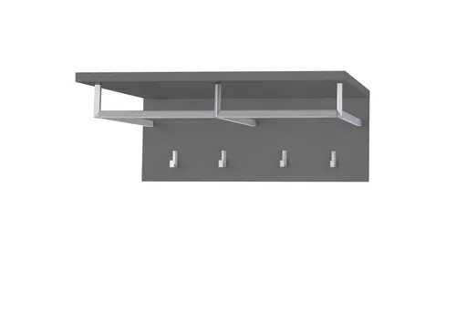 boho living® Wandgarderobe, Garderobe in Anthrazit mit Hutablage - Made in Germany - Matt-Chrom