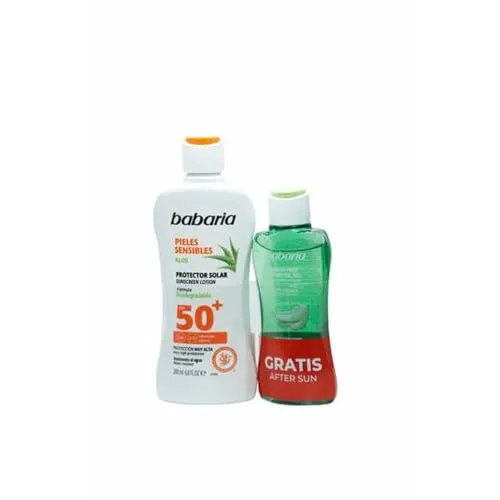 babaria Sonnenschutzpflege Aloe SPF 50+ - Wasserfest für empfindliche Haut - Hochwirksame Babaria Sonnenschutzmilch mit Aloe Vera für empfindliche Haut. Bietet zuverlässigen Schutz mit LSF 50+ und ist wasserfest. Inklusive After Sun Balsam für optimale Pflege nach dem Sonnenbad.