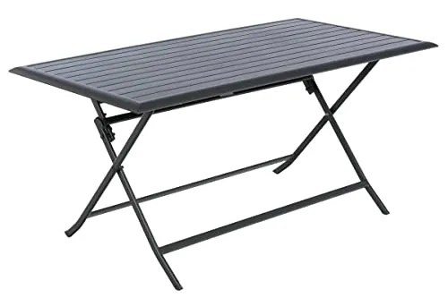 Hespéride Rechteckiger Klappbarer Gartentisch Azua - 6 Plätze in Graphitgrau - Esstische aus Aluminium, platzsparend und ideal für Gartenpartys mit 6 Personen.