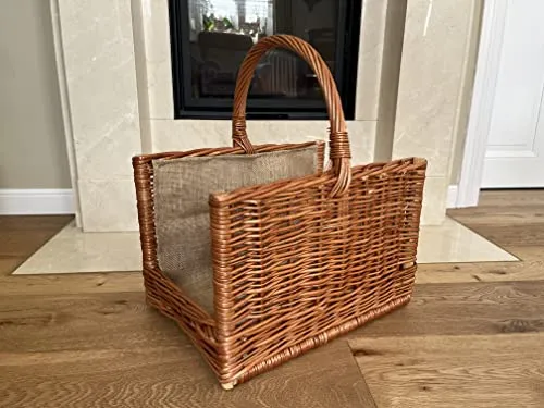 Deko-Shop-Hannusch Kaminkorb - Handgefertigter Kaminholzkorb, ideal zur stilvollen Aufbewahrung von Kaminholz oder Zeitungen, Maße: 50x37x33 cm.