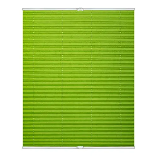 Lichtblick Plissee Klemmfix (Grün, 70x210 cm) - ohne Bohren - Sonnenschutz-Plissees, einfache Montage ohne Bohren mit verstellbaren Klemmträgern und stufenloser Höhenverstellung, lichtdurchlässig und blickdicht in moderner Crushed Optik.