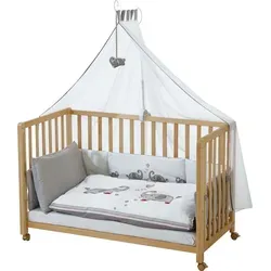 roba® Beistellbett Room Bed - Flexibles Babybett mit kompletter Ausstattung - Vielseitig als Beistellbett, Stubenbett und Kinderbett nutzbar. Optimal höhenverstellbar und sicher am Elternbett einhängbar. Inklusive Bettwäsche und Matratze, ideal für die ersten Lebensmonate.