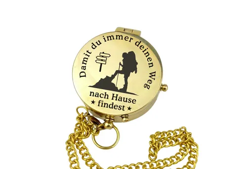 Lasernauten Kompass - Messing poliert mit Gravur - Kompasse mit individueller Gravur, ideal als persönliches Geschenk oder für Abenteuerlustige. Perfekt für Wanderer und Entdecker.