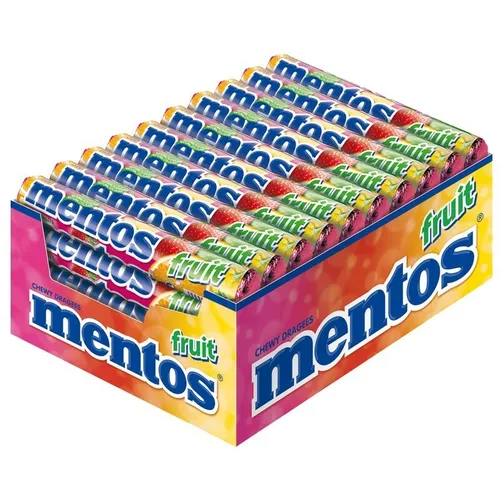  Mentos Fruit Rolle, Frucht, Kau-Bonbon, Dragee, 40 Stück 12,32€/1kg
