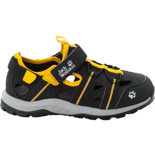 JACK WOLFSKIN SUN CLIMBER K Schwarz / Burly Yellow XT - Wanderschuhe für Kinder, die die Vorteile von Schuh und Sandale vereinen: stabiler Halt, super Dämpfung und optimale Belüftung für unbeschwerte Sommertage.