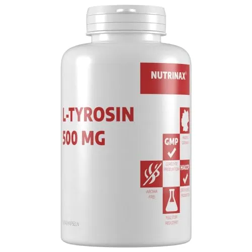 NUTRINAX | L-Tyrosin 500mg | 240 Kapseln für 8 Monate | gluten- & laktosefrei | deutsche Herstellung | maximale Natürlichkeit und Verträglichkeit