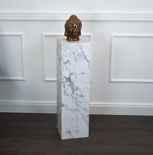 freeroom24 Blumensäule Ilja – Marmor Bianco - Präsentationssockel aus hochwertigem Marmor Bianco, bis 30KG belastbar und vielseitig einsetzbar. Ideal für stilvolle Dekoration ohne Montageaufwand.
