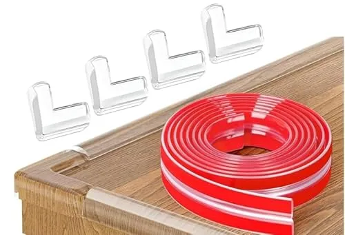 4m Kantenschutz Baby Transparent, Selbstklebend Klebestreifen Kinder mit 4 Eckenschutz, Silikon Eckenschutz Baby, Weich Tischkantenschutz Kindersicherung, Baby Kantenschutz für Schubladen Glastisch