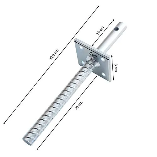 ROG-Gardenline Pfostenträger 8x8 cm, verzinkt, 6 Stück - Praktische Pfostenträger aus verzinktem Stahl für eine stabile Befestigung von Car-Ports, Sichtschutzwänden und Zäunen. Ideal zum Einbetonieren mit einer Gesamtlänge von 30,6 cm.