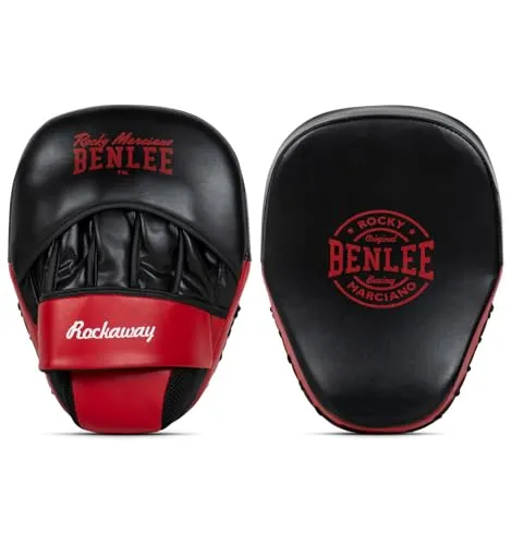 BENLEE Handpratzen ROCKAWAY aus Kunstleder - Robuste Handpratzen aus Kunstleder mit mehrschichtiger Polsterung und gepolsterter Handfläche. Ideal für präzises Training im Boxen und als Zielpunkt durch das gedruckte BENLEE-Logo.