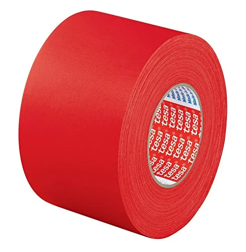 Tesa 4651-50-50-08 Gewebeband 50mm x 50m rot - Klebstoffe - Universell einsetzbares Gewebeband mit hoher Temperaturbeständigkeit bis 130 °C, ideal zum Kennzeichnen und Abdichten, auch auf rauen Untergründen.