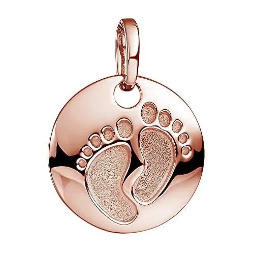 Materia Halskette mit Anhänger Rosegold - Baby Fuß Kette 925 Silber 45cm KA-454_Rose_K53-45cm
