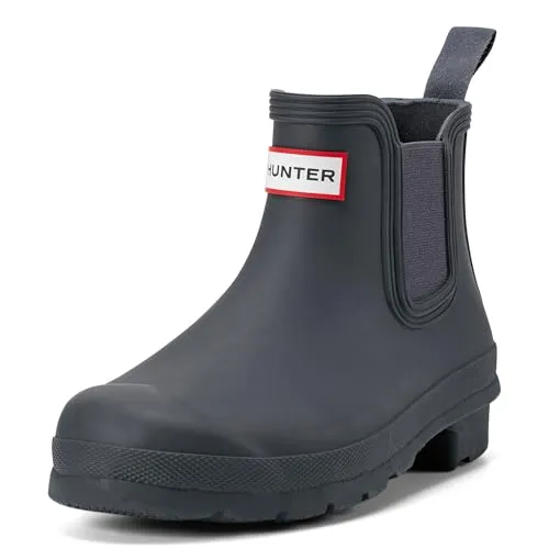 HUNTER Damen Chelsea Bootsschuh, Navy, 39 EU - Wanderschuhe aus Naturkautschuk, wasserdicht und mit 3,5 cm Absatzhöhe, ideal für Regentage und einfaches An- und Ausziehen dank Zuglasche.