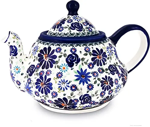 Original Bunzlauer Keramik 2,0 Liter Teekanner B=20cm L=27,5cm H=19cm im Dekor DU126