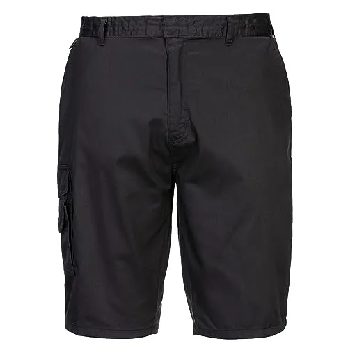 Portwest S790 Army Shorts Schwarz XL - Arbeits- & Schutzkleidung: Strapazierfähige Polyester/Baumwoll-Shorts mit 6 Taschen, ideal für den Arbeitsalltag und maximalen Tragekomfort dank teilelastischem Bund.