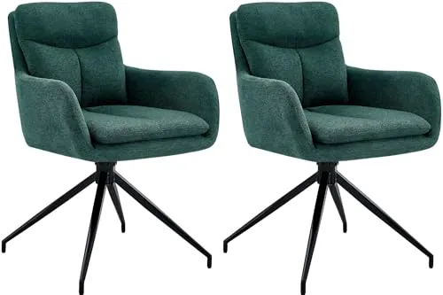 CLP 2er Set Esszimmerstuhl Somers Stoff - Stühle – Drehbarer Sessel im stilvollen Design, ideal für Küche und Esszimmer. Hochwertiger Stoffbezug sorgt für Komfort und Langlebigkeit.