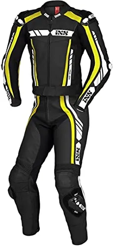 IXS Sport RS-800 1.0 2-Teiler Motorrad Lederkombi, schwarz-weiss-gelb, Größe M 102 für Männer