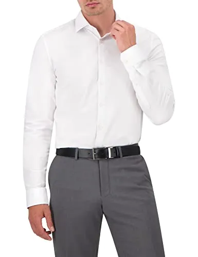 OLYMP Herren Businesshemd No. Six 24/Seven,Männer Hemd,Langarm,Einfarbig,Uni,super Slim,Urban Kent,bequem wie EIN T-Shirt,Weiss 00,37