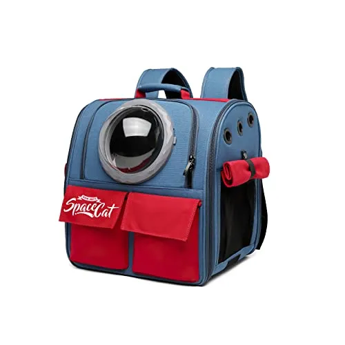 Galatée Katzen Rucksack Träger, Haustier Rucksack Blasen Rucksack, Katzen Tragen, Raumkapsel Haustier Rucksack Belüften, Hunde Reise Rucksack Träger Für Kleine Hunde(Blau)