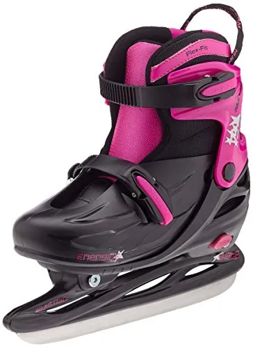 Nijdam Kinder Schlittschuhe Eiskunstlauf Mehrere Größen Verstellbar, Schwarz/Fuchsia, 34-37